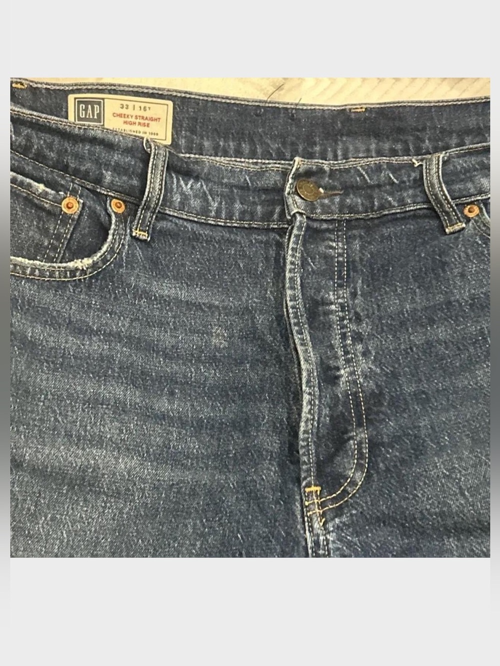 Gap Cheeky Straight High Rise Jeans 33 16 Tall Dark Wash Denim